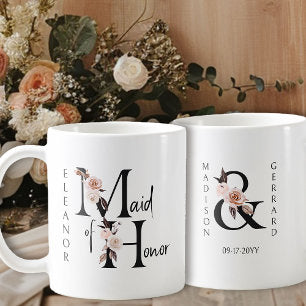 Boho Floral Letter Maid of Honor Coffee Mug
