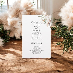 Boho Greenery Pampa Grass Wedding Program