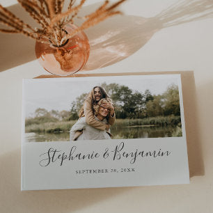 Boho Rustic Custom Photo Handwriting Wedding Guest Book