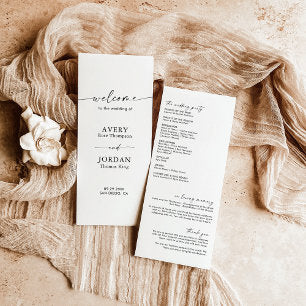 Boho Wedding Program Modern Minimalist Wedding