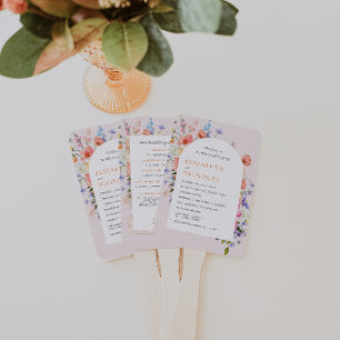 Boho Wildflower Floral Wedding Program Hand Fan