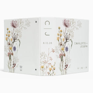 Boho Wildflowers Modern Floral Wedding Album 3 Ring Binder
