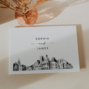 Boston Skyline Wedding Guest Book