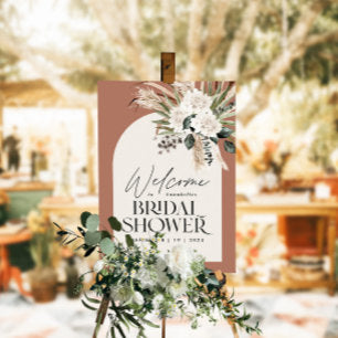 Bridal shower pampas grass modern terracotta chic foam board