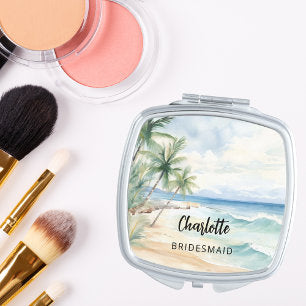 Bridesmaid beach wedding compact mirror