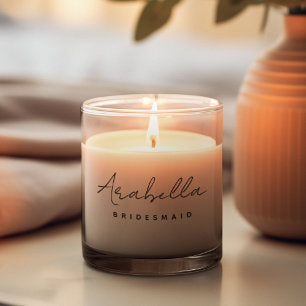 Bridesmaid Modern Minimalist Script Bachelorette Scented Candle