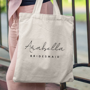 Bridesmaid Modern Minimalist Script Bachelorette Tote Bag