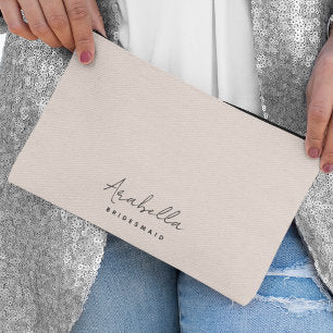 Bridesmaid Modern Minimalist Script Blush Pink Accessory Pouch