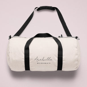 Bridesmaid Modern Minimalist Script Blush Pink Duffle Bag