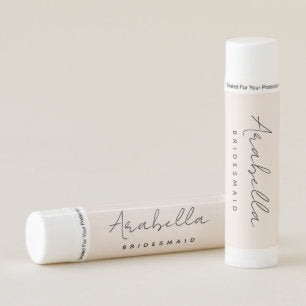 Bridesmaid Modern Minimalist Script Blush Pink Lip Balm