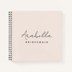 Bridesmaid Modern Minimalist Script Blush Pink Notebook