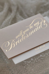 Calligraphy Bridesmaid Proposal Card - Light Blush Invitation