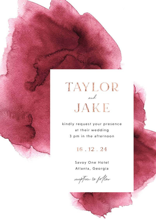 Burgundy Burst Wedding Invitations by Putri N.