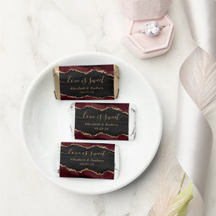 Burgundy Gold Script Love Is Sweet Wedding Hershey's Miniatures