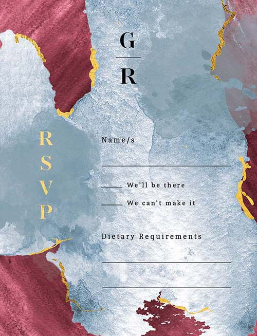 Burgundy Blue RSVP Cards by Yunita Y.