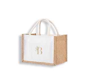 Burlap Mini Tote With Floral Monogram 9x5x6.3