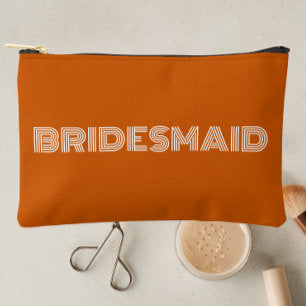 Burnt Orange Modern Typography Bridesmaid Accessory Pouch