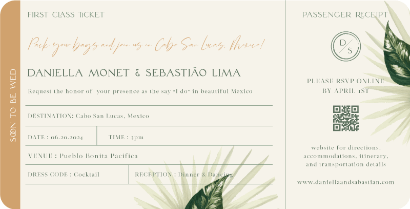 Cabo Tropical Wedding Invitations by Zhay S.