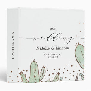Cactus & Succulents Geometric Wedding Photo Album 3 Ring Binder