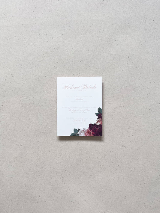 Elegant Maroon and Pink Roses Details Card