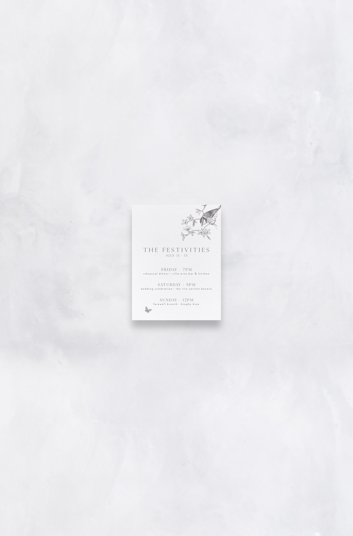 Delicate Birds and Garden Theme Details Card