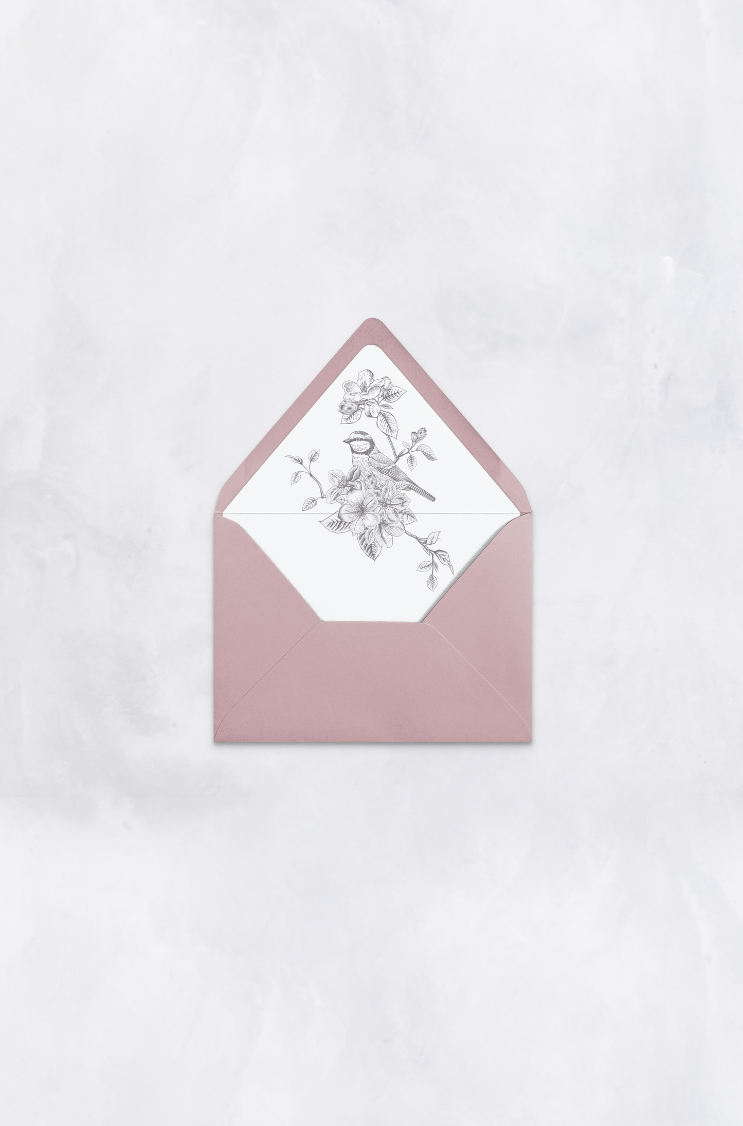 Delicate Birds and Garden Theme Envelope Liner