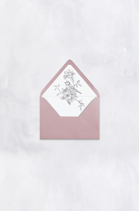 Delicate Birds and Garden Theme Envelope Liner
