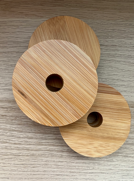 Glass Can Cup Bamboo Lids