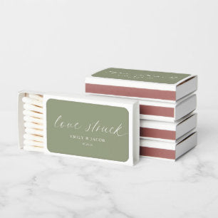 Calligraphy Sage Green Wedding Favors Matchboxes