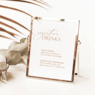 Calligraphy Signature Drinks Wedding Bar Menu Sign