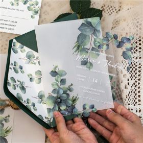 Greenery Eucalyptus Clear Acrylic Wedding Invitation With Printed Vellum Jacket CAPV012