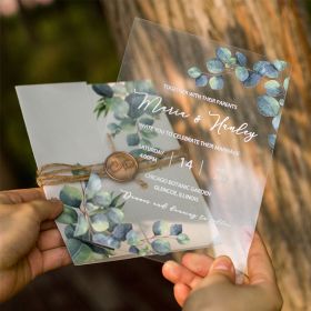 Greenery Eucalyptus Clear Acrylic Wedding Invitation With Printed Vellum Jacket Sapv003
