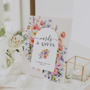 Cards & Gifts Floral Boho Wedding Pedestal Sign
