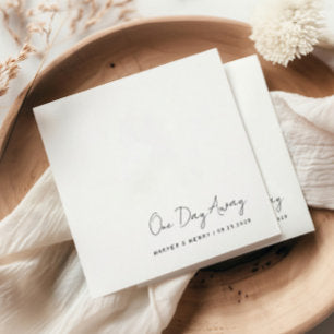Casual Handwritten One Day Away Wedding Rehearsal Napkins