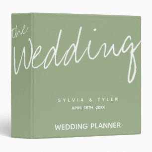 Casual Sage Modern Minimalist Wedding Planner 3 Ring Binder
