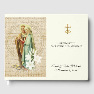 Catholic Wedding Bride & Groom Rings Guest Book