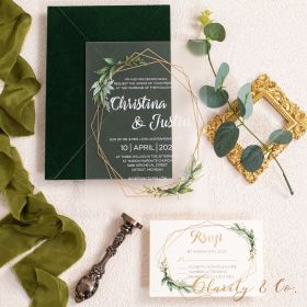 Greenery Geometric .04"Acrylic Wedding Invitations CAX027