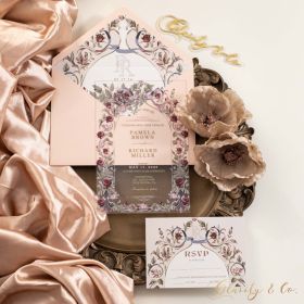 Vintage Byzantine Blush Floral Acrylic Wedding Invitation CAX179