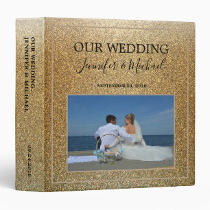Chic elegant gold gradient photo Wedding album 3 Ring Binder