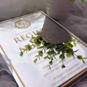 Chic Gold Printing On Silver Mirror Wedding Invitations Swaj001