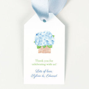 Chic Hydrangea Basket Spring Summer Wedding Shower Gift Tags