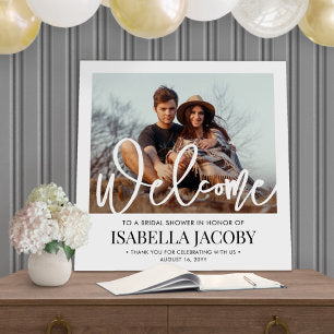 Chic Modern Script and Photo Bridal Shower Welcome Foam Board