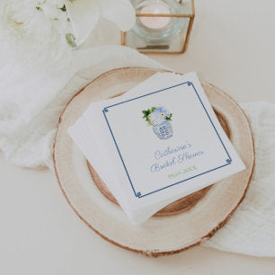 Chinoiserie Chic Blue Green Bridal Shower Party Napkins