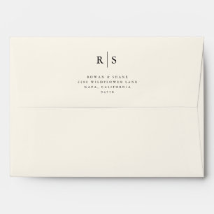 Classic Black & Ecru Monogram Wedding Envelope