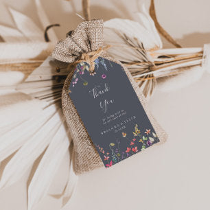 Classic Blue Wild Floral Wedding Thank You Gift Tags