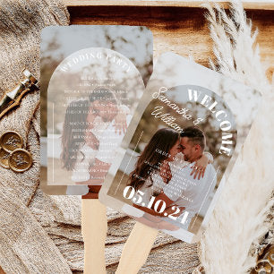 Classic Elegant Arch Photo Wedding Program Hand Fan
