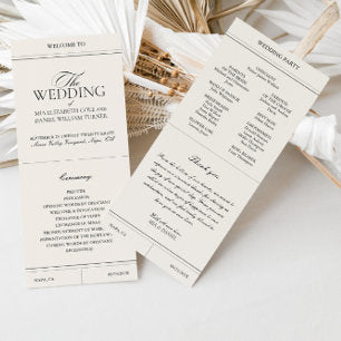 Classic Elegant Light Gray Vintage Wedding Program