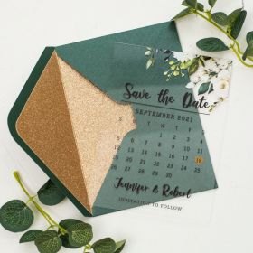 Elegant Green White Floral Acrylic Save The Date Cards Satd002