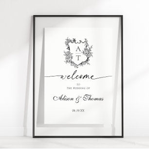 Classic Monogram Crest Wedding Welcome Poster