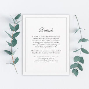 Classic Simple Elegance Wedding Info - Details Enclosure Card